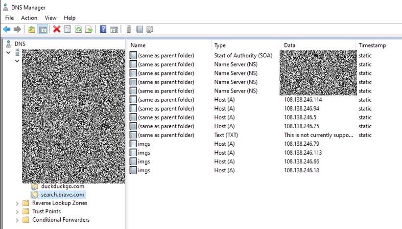 Windows DNS Local Zone Screenshot